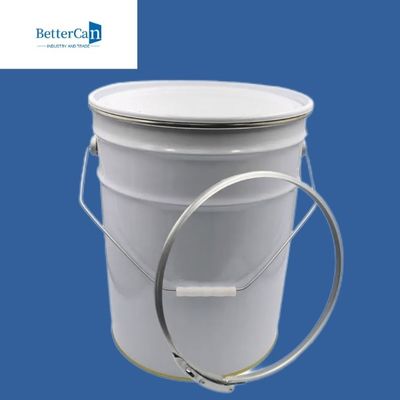 comprar exterior branco da cubeta da pintura do metal do círculo 20L com tampa do metal online manufacture
