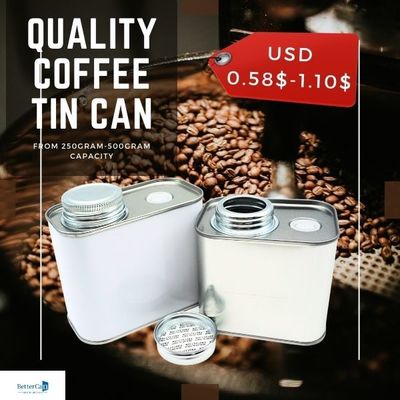 café Bean Tin Rust Resistant Square Tea Tin Cans do metal 9Oz