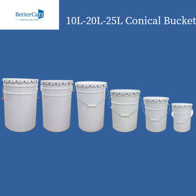 20L branco Pail Bucket, cilindro de aço empilhável de 20 litros com punho de aço
