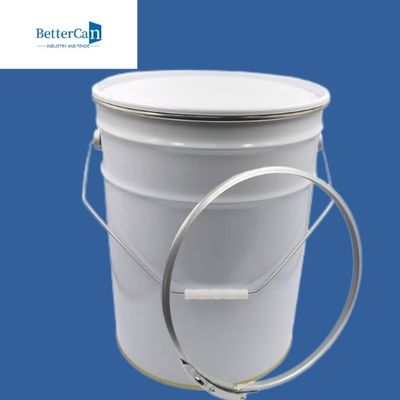 Cubeta branca de revestimento de solda da pintura, cubeta de 5 metais com anel de fechamento do ferro