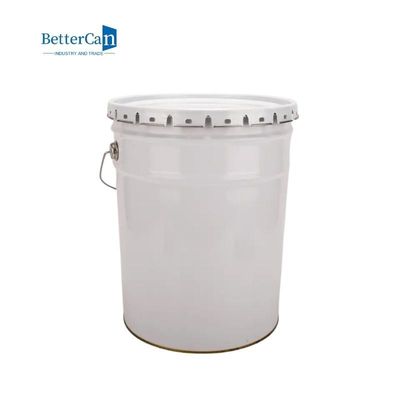 O branco de decoração redondo da lata 20L da pintura pinta a cubeta de 5 galões