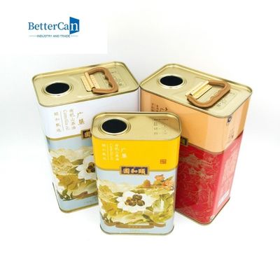 3 litros retangular Olive Oil Tin Can Manufacturers sem punho