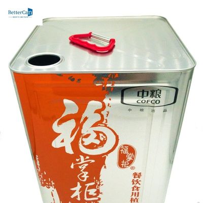 Lata vazia 15L Olive Tin Container With Handle do óleo comestível do metal