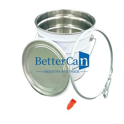 Cubeta branca da pintura 5L metal Tin Pail With Lock Ring de 5 galões