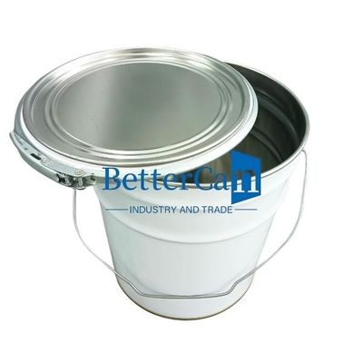 Cubeta branca da pintura 5L metal Tin Pail With Lock Ring de 5 galões
