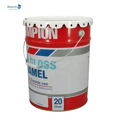 Balde de tinta de metal branco de 20L, balde de lata de metal de 5 galões, com fecho de anel, juntas de borracha