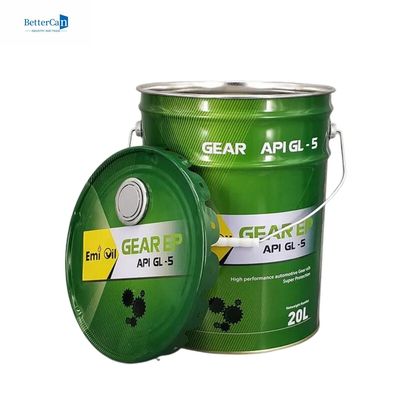Balde de tinta de metal branco de 20 litros, balde de lata de 5 litros, com anel de fechadura e junta de borracha.