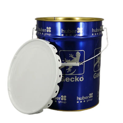 Balde de tinta de metal branco de 20 litros, balde de lata de 5 litros, com anel de fechadura e junta de borracha.