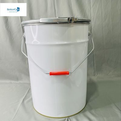 Balde de lata de 5 galões com anel de fechadura Impressão revestida de branco CMYK 20 litros OEM Package