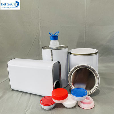 1 litro de latas de estanho rectangulares vazias com tampa de plástico 500 ml de recipiente de metal redondo