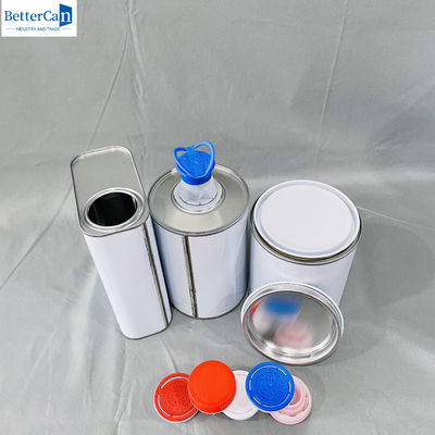 1 litro de latas de estanho rectangulares vazias com tampa de plástico 500 ml de recipiente de metal redondo
